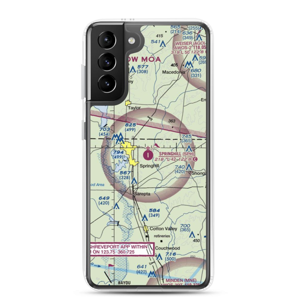 Springhill Airport (SPH) VFR Sectional Samsung Case Samsung Galaxy S21 Plus model shown