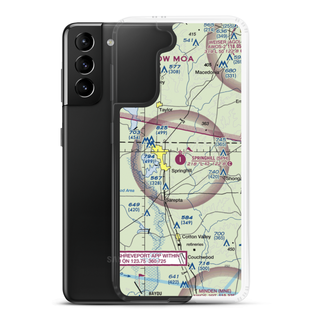 Springhill Airport (SPH) VFR Sectional Samsung Case Samsung Galaxy S21 Plus model shown