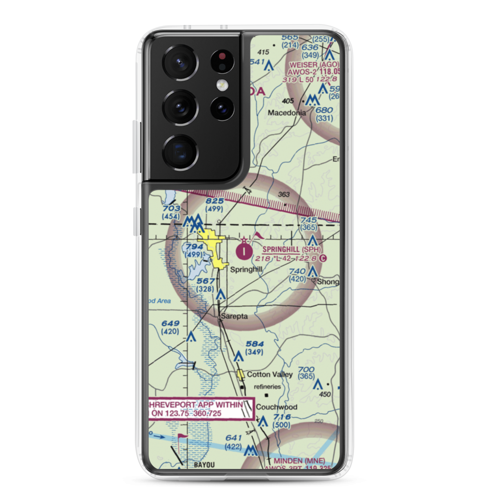 Springhill Airport (SPH) VFR Sectional Samsung Case Samsung Galaxy S21 Ultra model shown