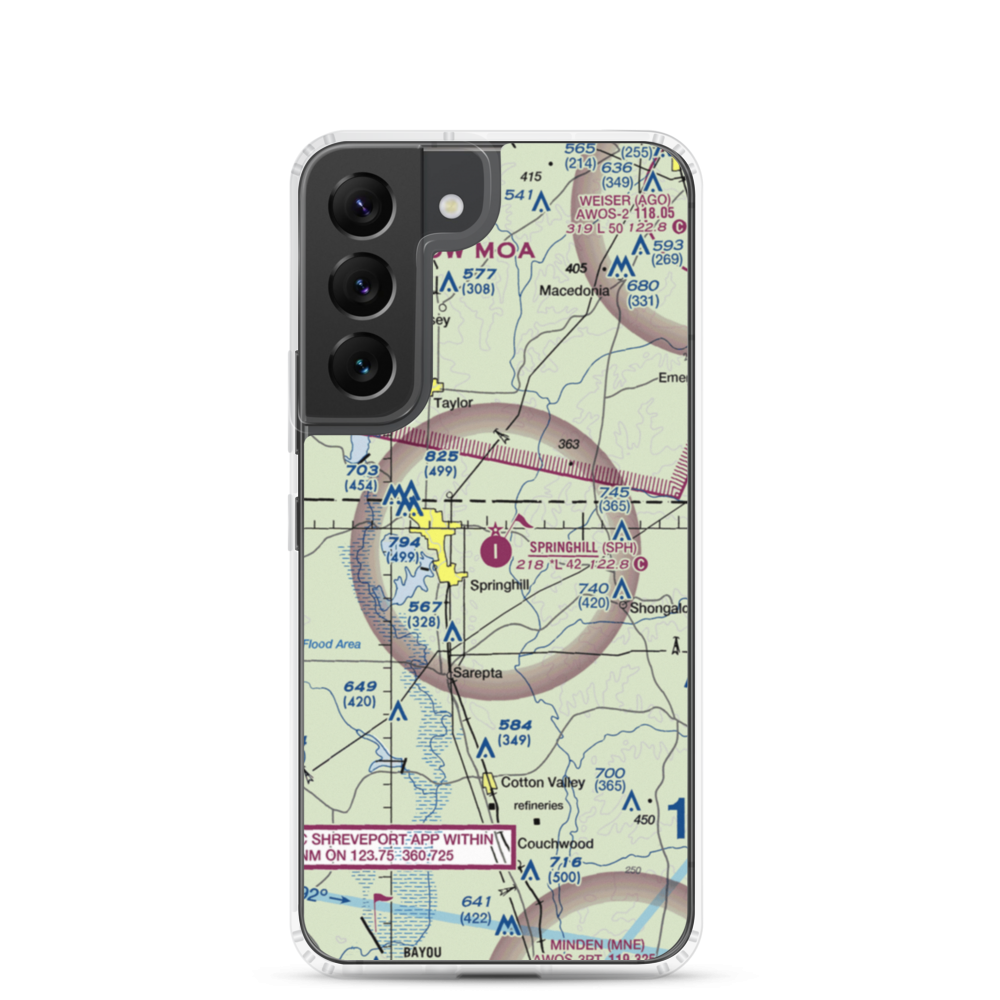 Springhill Airport (SPH) VFR Sectional Samsung Case Samsung Galaxy S22 model shown