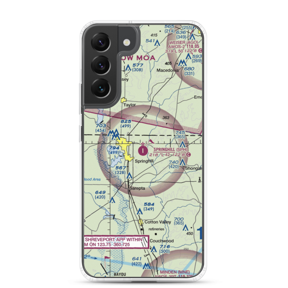 Springhill Airport (SPH) VFR Sectional Samsung Case Samsung Galaxy S22 Plus model shown