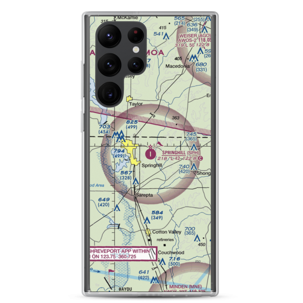Springhill Airport (SPH) VFR Sectional Samsung Case Samsung Galaxy S22 Ultra model shown
