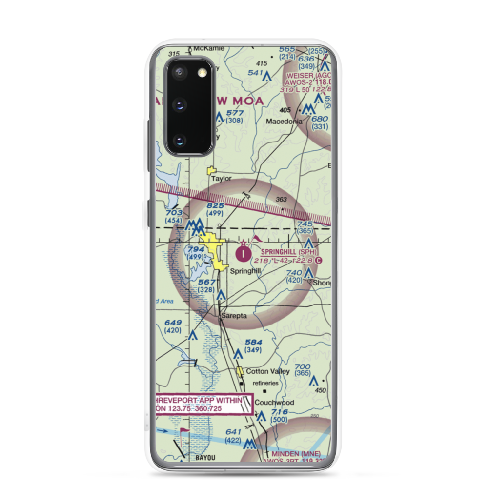 Springhill Airport (SPH) VFR Sectional Samsung Case Samsung Galaxy S20 model shown