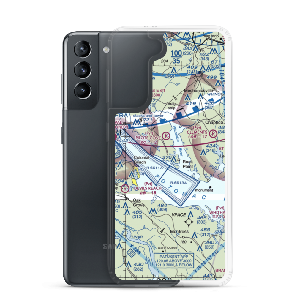 Squier Landing Airport (0MD2) VFR Sectional Samsung Case Samsung Galaxy S21 model shown