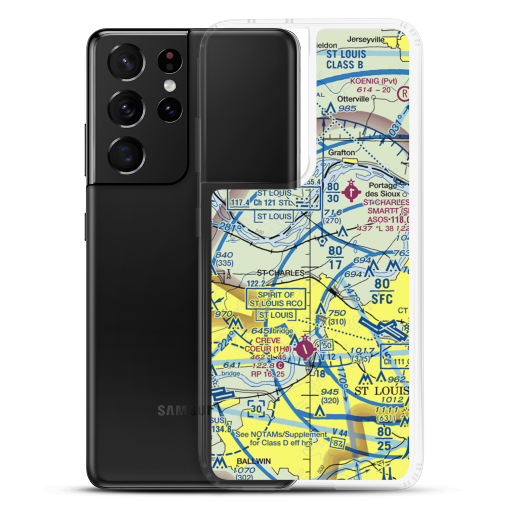 St Charles Airport (3SQ) VFR Sectional Samsung Case Samsung Galaxy S21 Ultra model shown