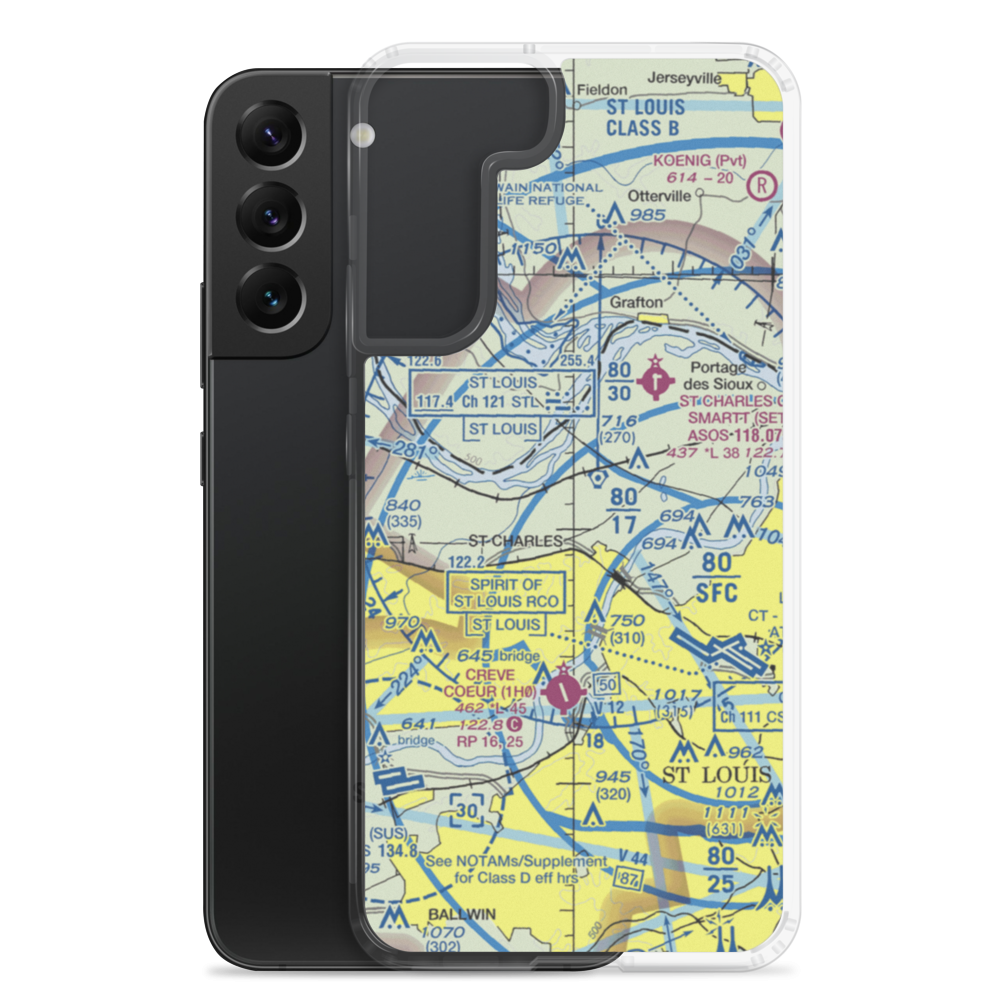 St Charles Airport (3SQ) VFR Sectional Samsung Case Samsung Galaxy S22 Plus model shown