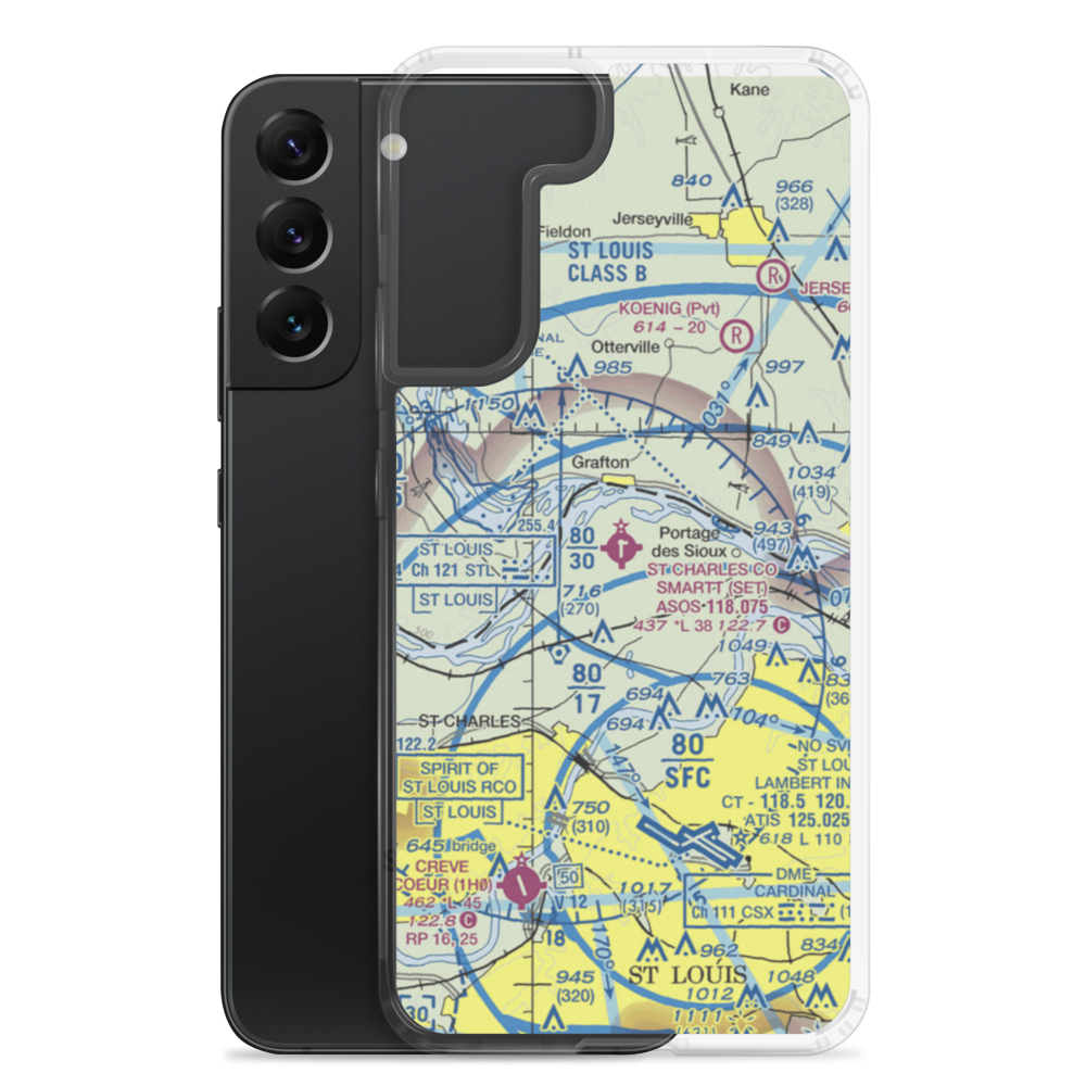St Charles County Smartt Airport (SET) VFR Sectional Samsung Case Samsung Galaxy S22 Plus model shown