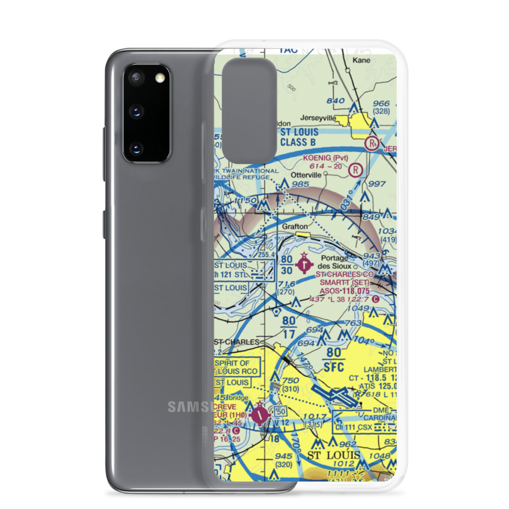 St Charles County Smartt Airport (SET) VFR Sectional Samsung Case Samsung Galaxy S20 model shown