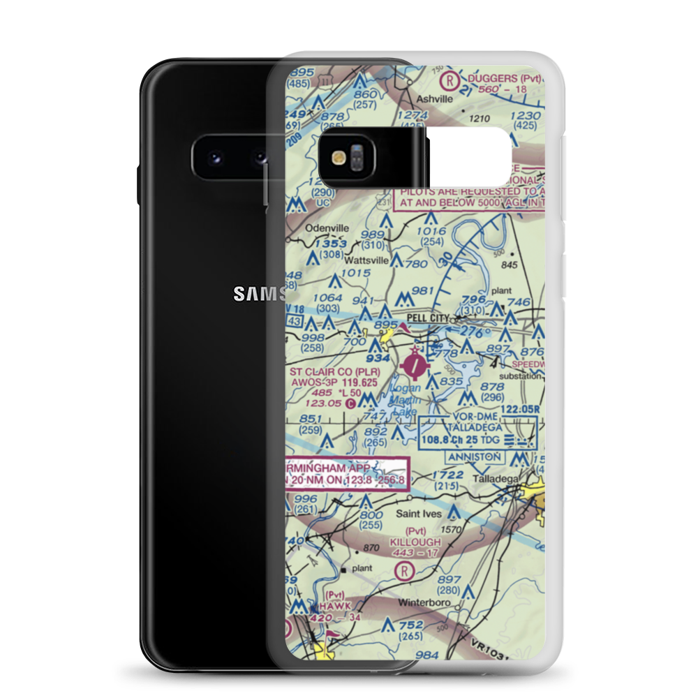 St Clair County Airport (PLR) VFR Sectional Samsung Case Samsung Galaxy S10 model shown