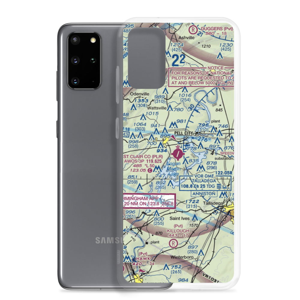 St Clair County Airport (PLR) VFR Sectional Samsung Case Samsung Galaxy S20 Plus model shown