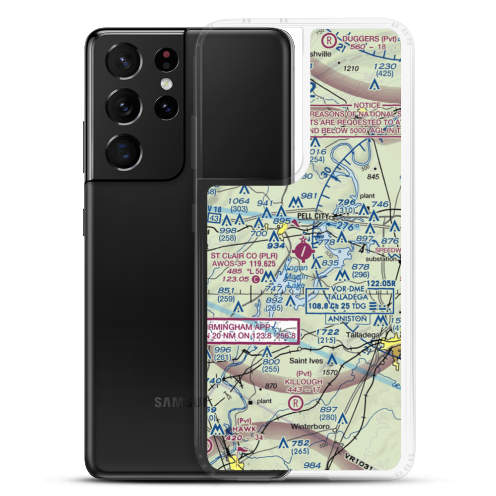 St Clair County Airport (PLR) VFR Sectional Samsung Case Samsung Galaxy S21 Ultra model shown
