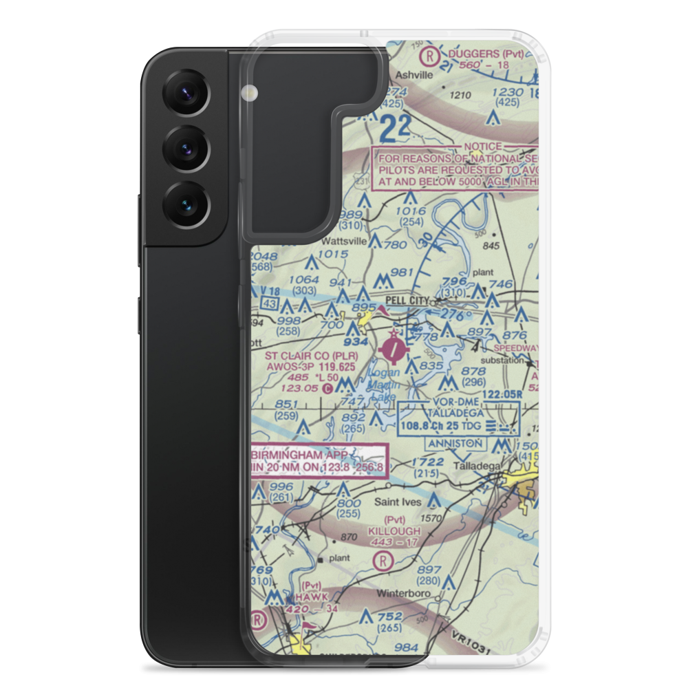 St Clair County Airport (PLR) VFR Sectional Samsung Case Samsung Galaxy S22 Plus model shown