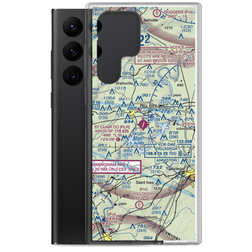 St Clair County Airport (PLR) VFR Sectional Samsung Case Samsung Galaxy S22 Ultra model shown