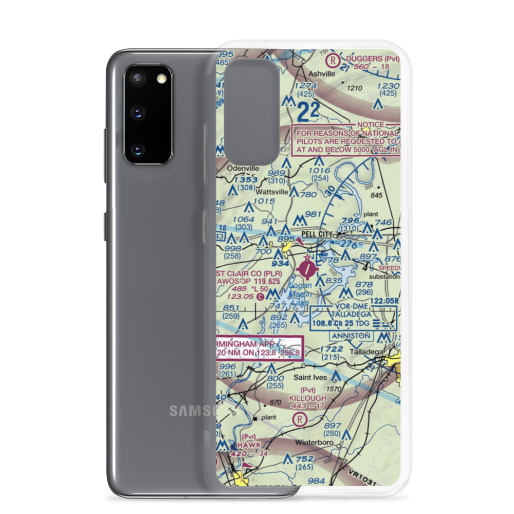 St Clair County Airport (PLR) VFR Sectional Samsung Case Samsung Galaxy S20 model shown