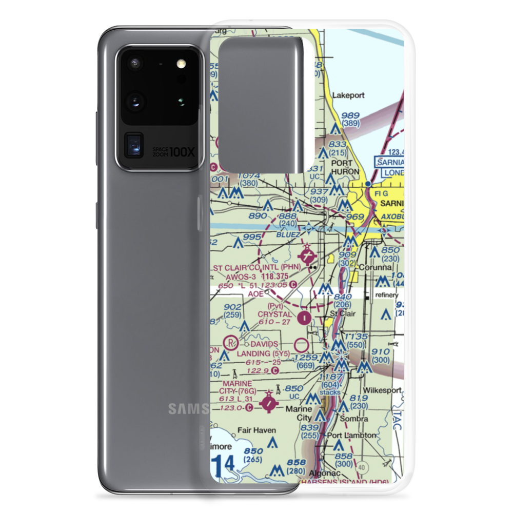 St Clair County International Airport (PHN) VFR Sectional Samsung Case Samsung Galaxy S20 Ultra model shown