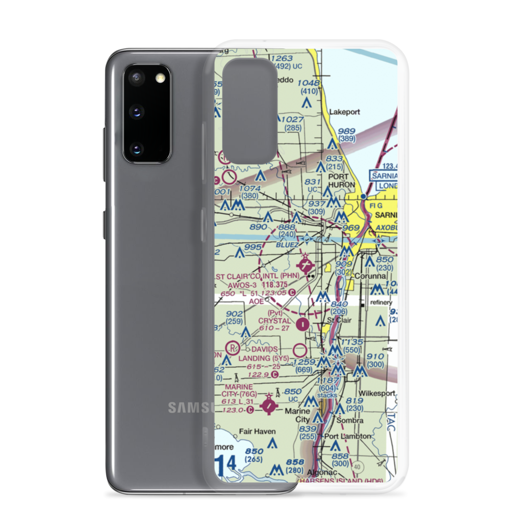 St Clair County International Airport (PHN) VFR Sectional Samsung Case Samsung Galaxy S20 model shown