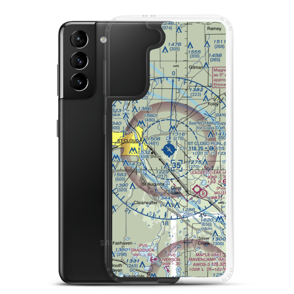 St Cloud Regional Airport (STC) VFR Sectional Samsung Case Samsung Galaxy S21 Plus model shown
