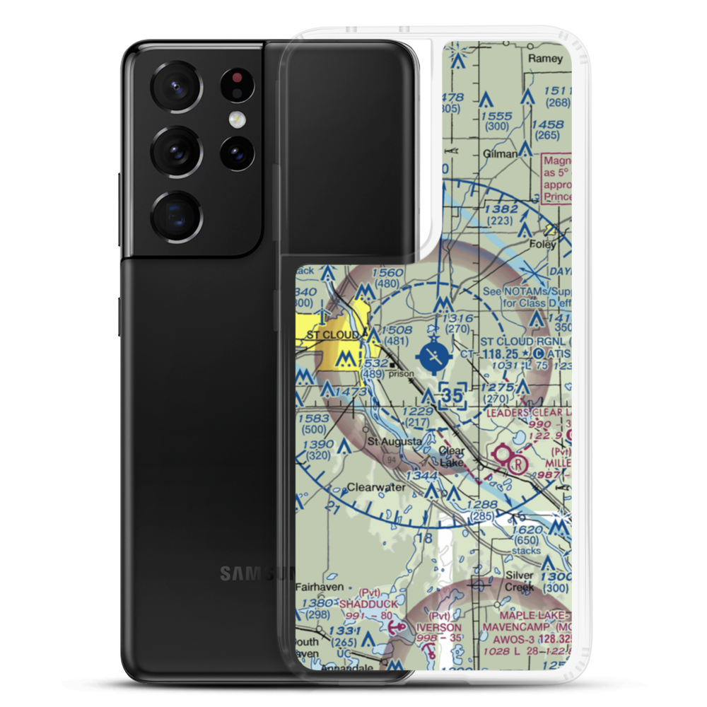 St Cloud Regional Airport (STC) VFR Sectional Samsung Case Samsung Galaxy S21 Ultra model shown