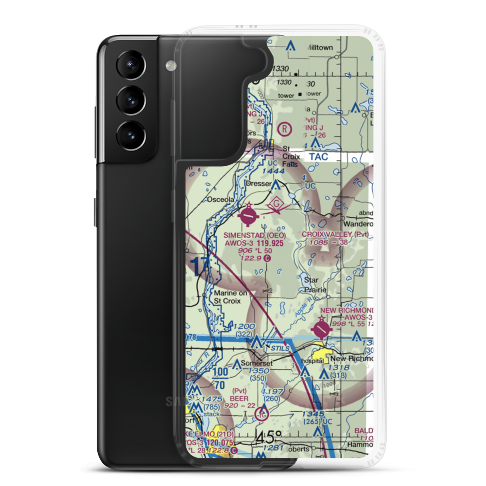 St Croix Valley Airport (WN86) VFR Sectional Samsung Case Samsung Galaxy S21 Plus model shown