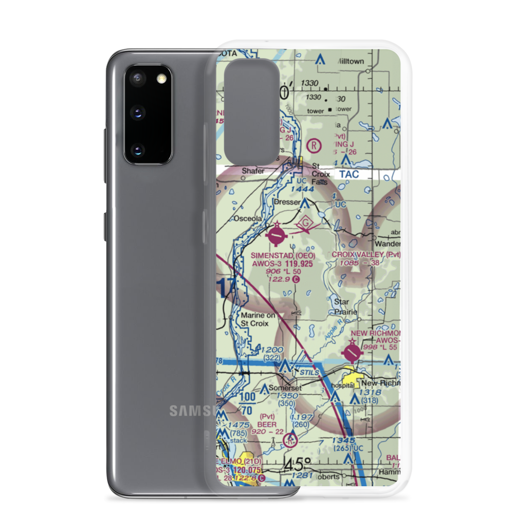 St Croix Valley Airport (WN86) VFR Sectional Samsung Case Samsung Galaxy S20 model shown