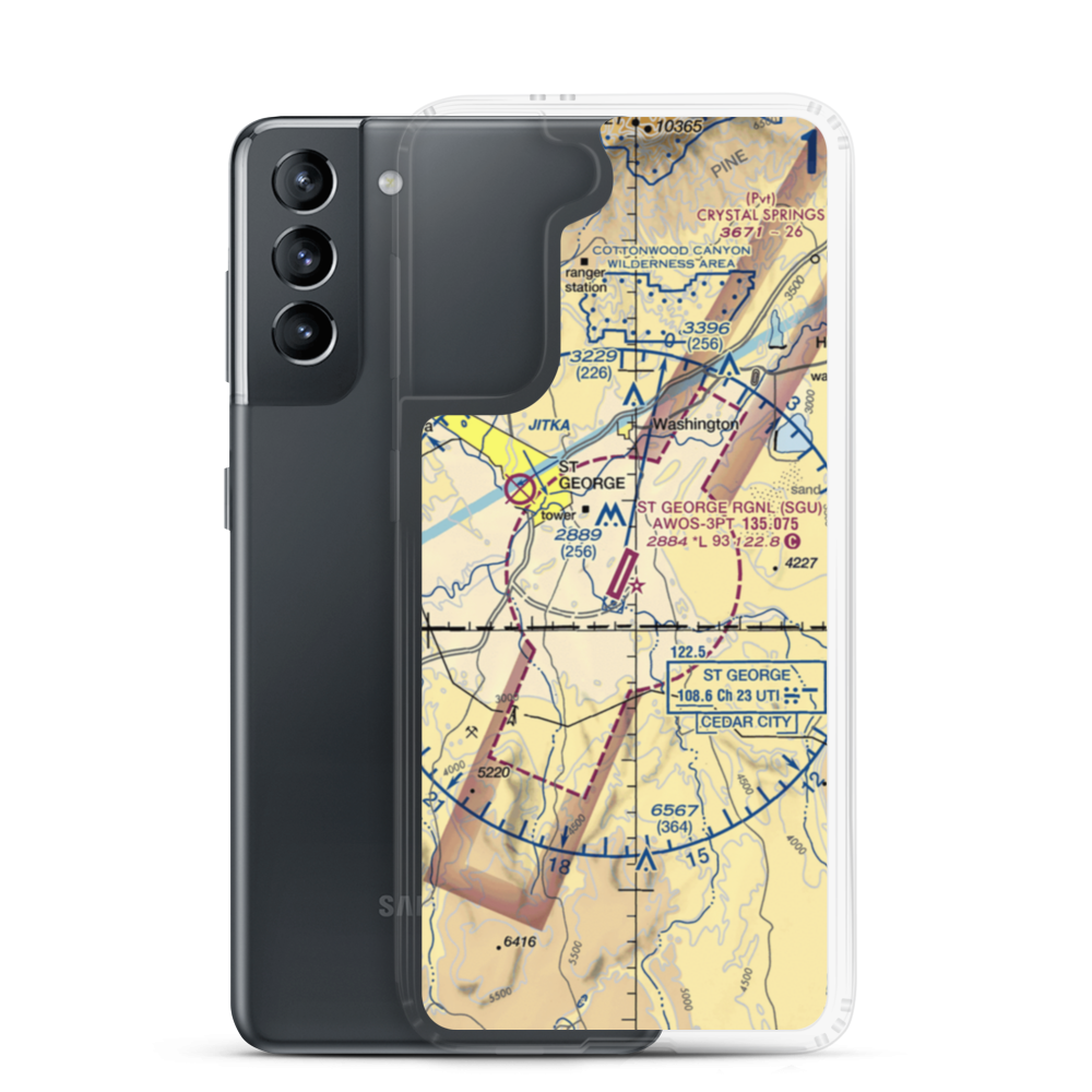 St George Municipal Airport (SGU) VFR Sectional Samsung Case Samsung Galaxy S21 model shown