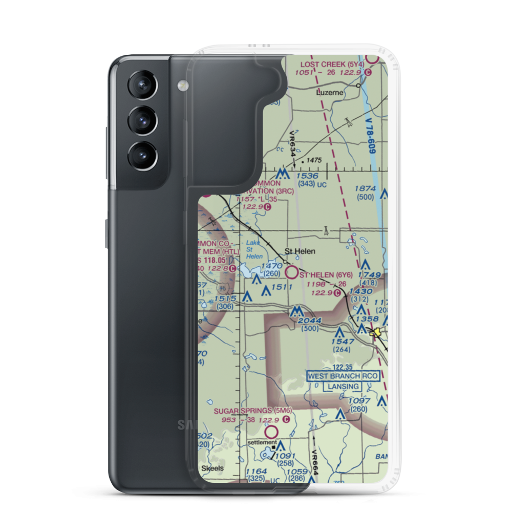 St Helen Airport (6Y6) VFR Sectional Samsung Case Samsung Galaxy S21 model shown