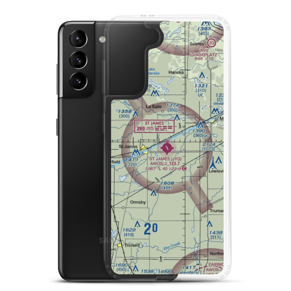 St James Municipal Airport (JYG) VFR Sectional Samsung Case Samsung Galaxy S21 Plus model shown