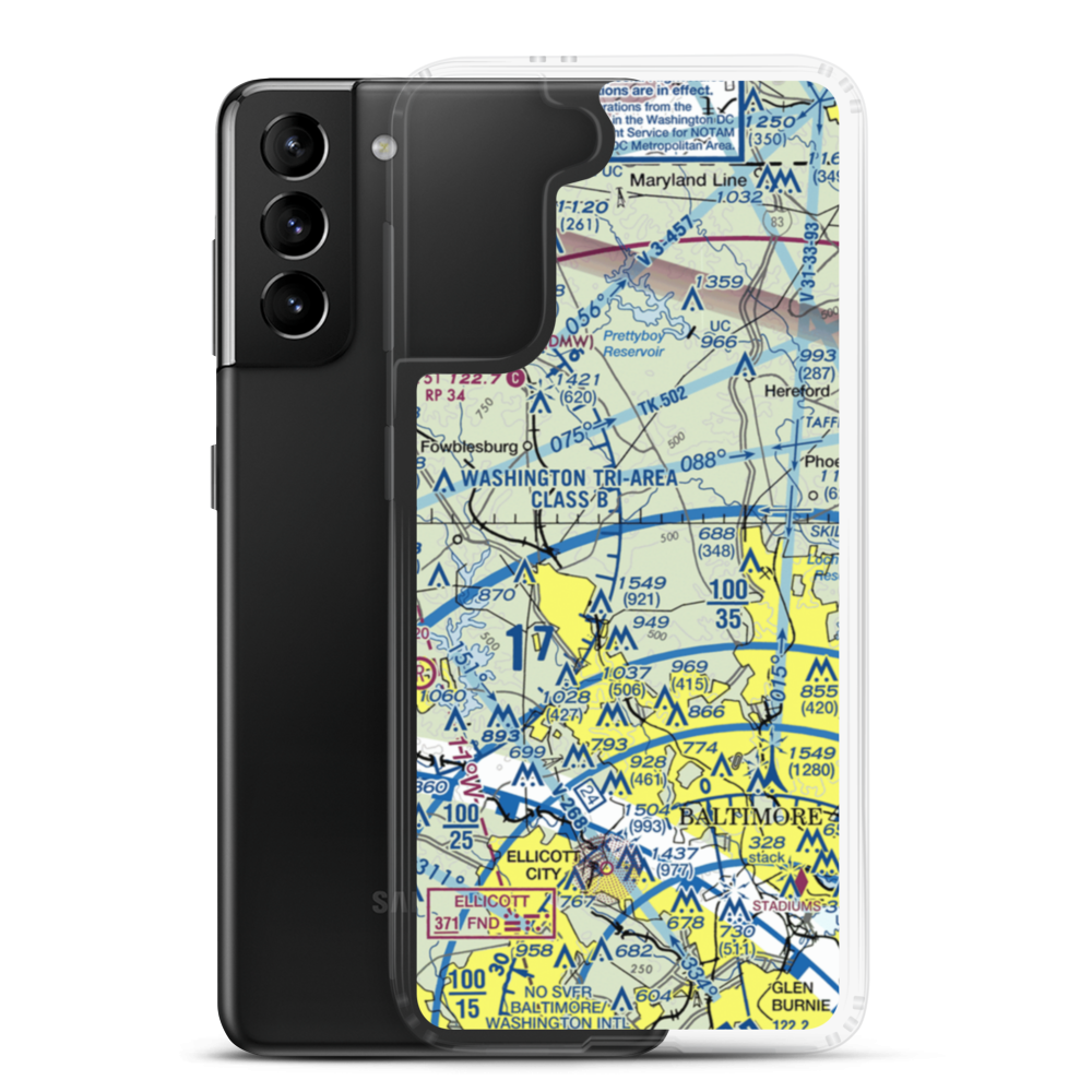 St John Airport (4MD9) VFR Sectional Samsung Case Samsung Galaxy S21 Plus model shown