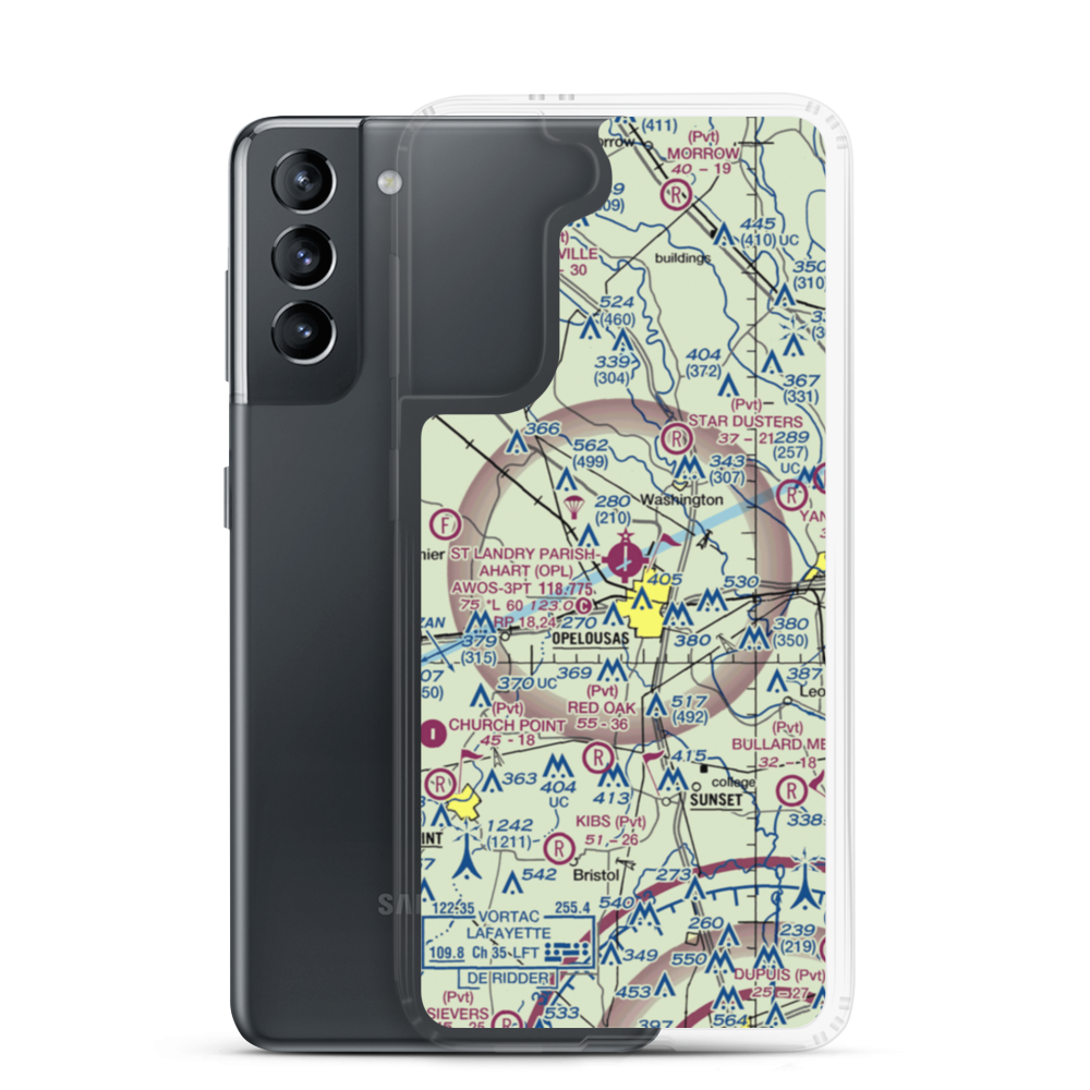 St Landry Parish Ahart Field (OPL) VFR Sectional Samsung Case Samsung Galaxy S21 model shown