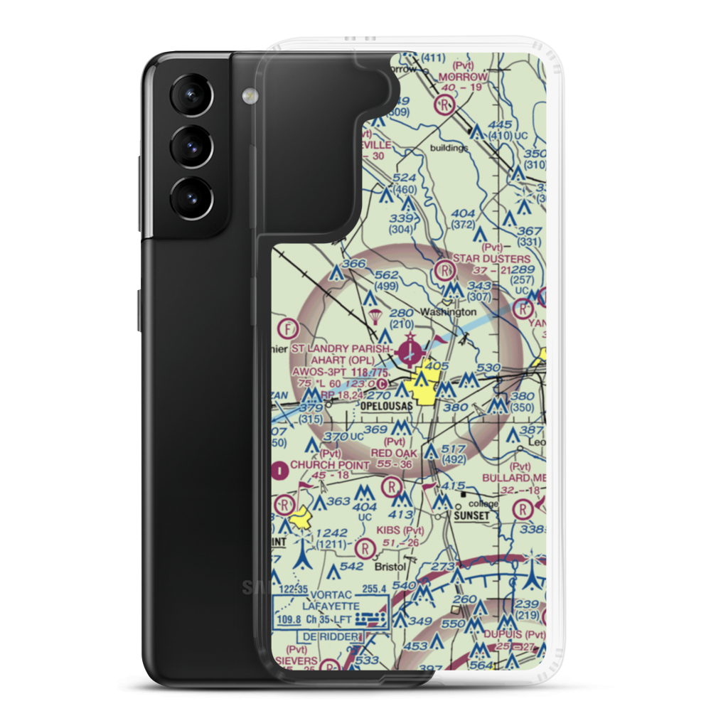 St Landry Parish Ahart Field (OPL) VFR Sectional Samsung Case Samsung Galaxy S21 Plus model shown