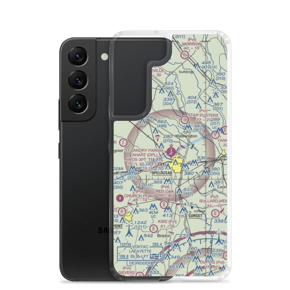 St Landry Parish Ahart Field (OPL) VFR Sectional Samsung Case Samsung Galaxy S22 model shown