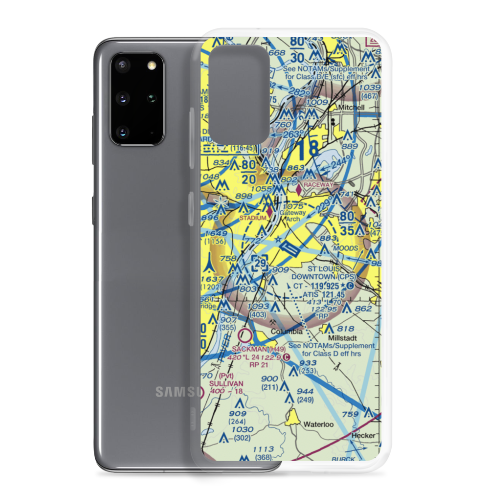 St Louis Downtown Airport (CPS) VFR Sectional Samsung Case Samsung Galaxy S20 Plus model shown