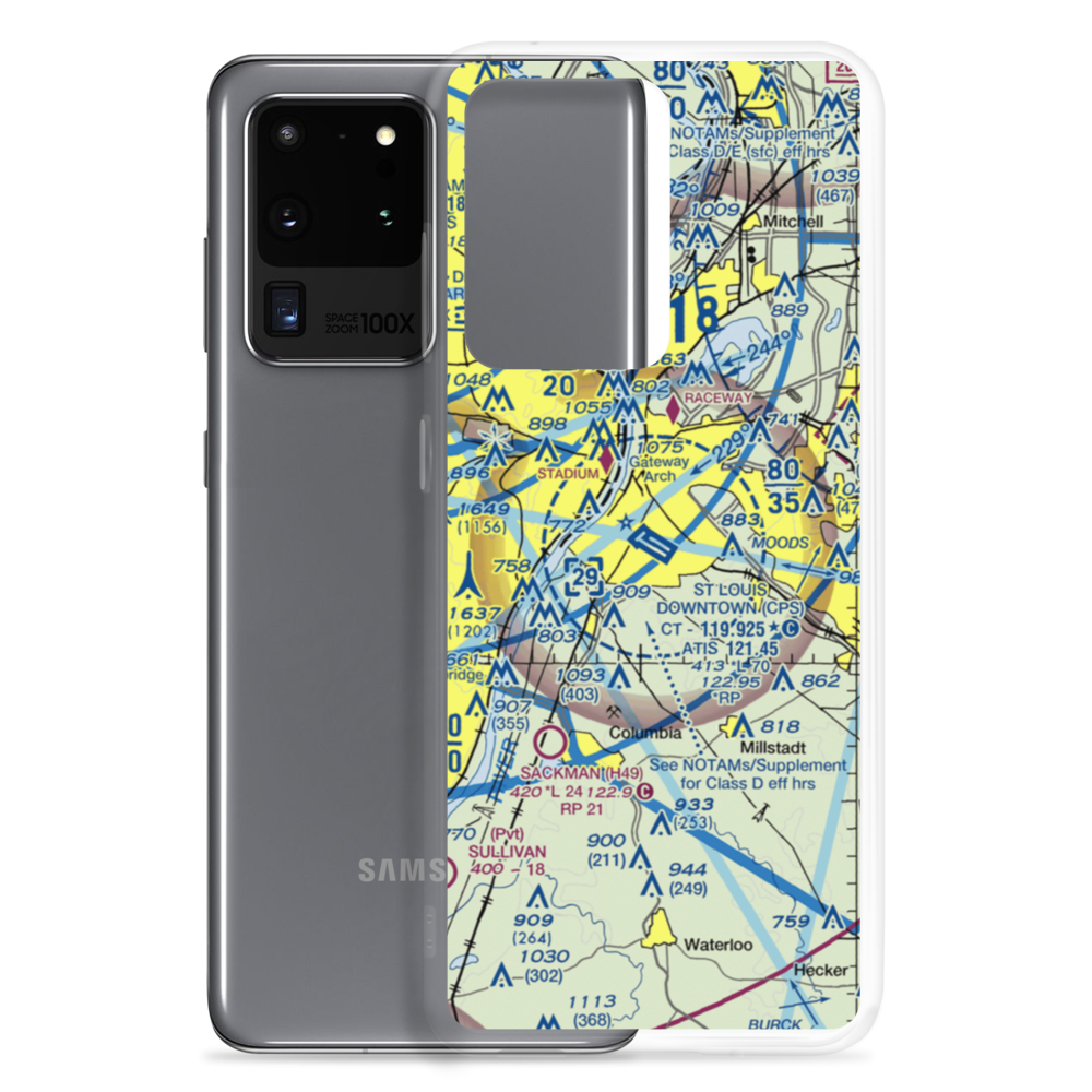St Louis Downtown Airport (CPS) VFR Sectional Samsung Case Samsung Galaxy S20 Ultra model shown
