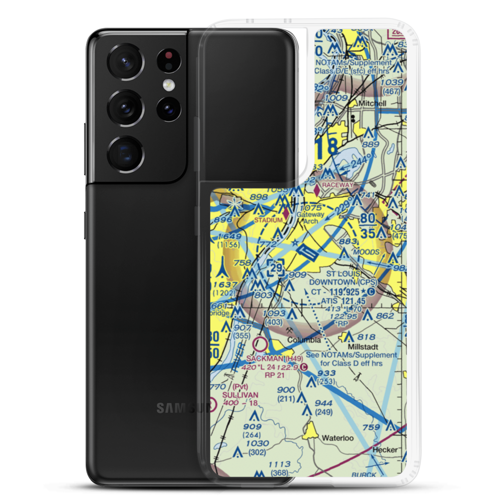 St Louis Downtown Airport (CPS) VFR Sectional Samsung Case Samsung Galaxy S21 Ultra model shown