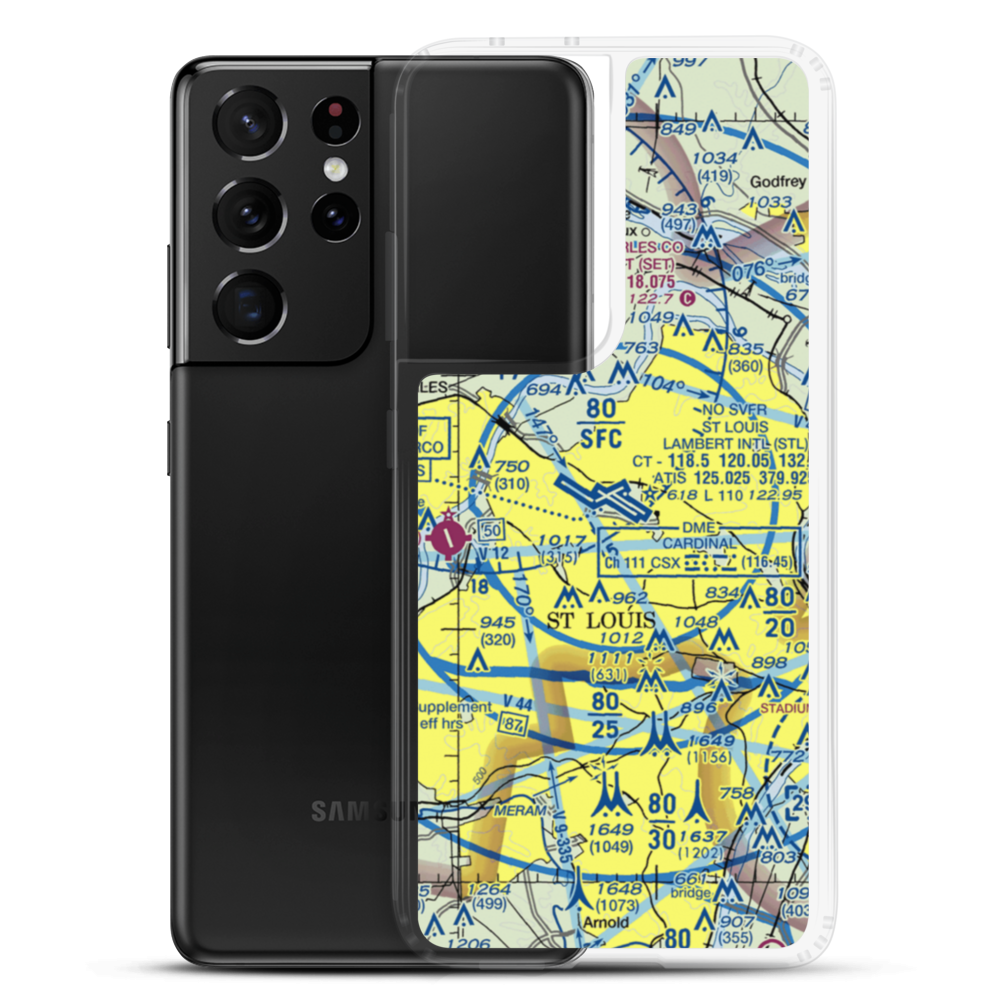 St Louis Lambert International Airport (STL) VFR Sectional Samsung Case Samsung Galaxy S21 Ultra model shown