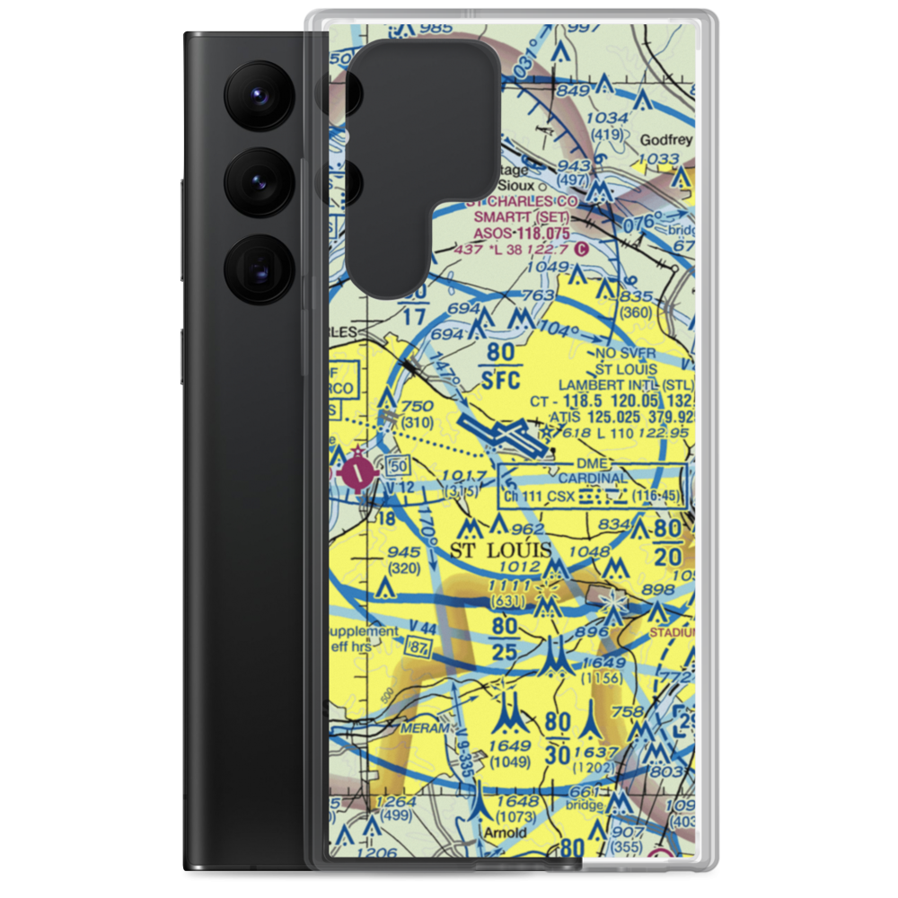 St Louis Lambert International Airport (STL) VFR Sectional Samsung Case Samsung Galaxy S22 Ultra model shown