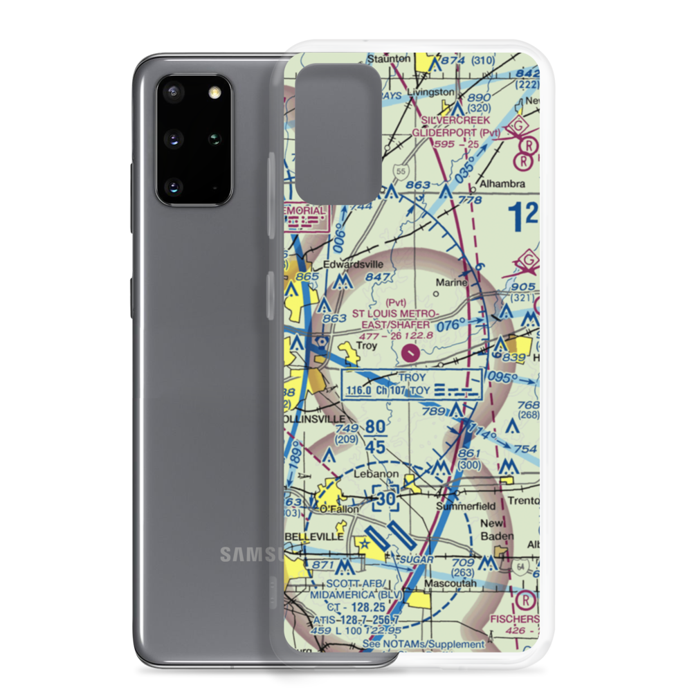 St Louis Metro-East Airport/Shafer Field (IL48) VFR Sectional Samsung Case Samsung Galaxy S20 Plus model shown