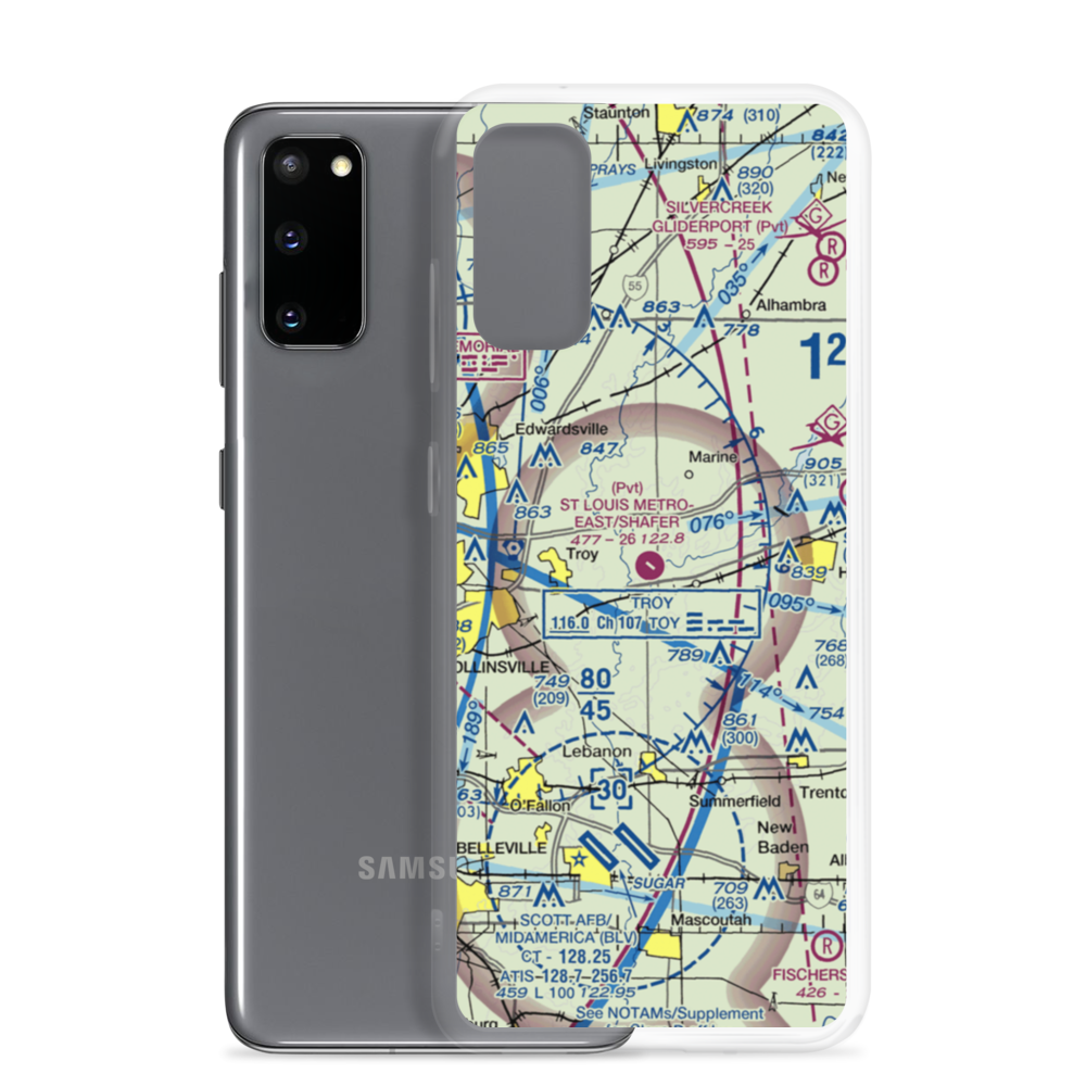 St Louis Metro-East Airport/Shafer Field (IL48) VFR Sectional Samsung Case Samsung Galaxy S20 model shown