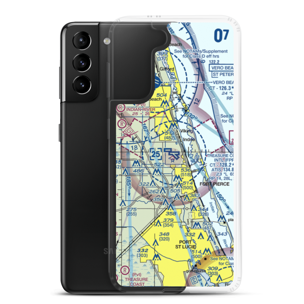 St Lucie County International Airport (FPR) VFR Sectional Samsung Case Samsung Galaxy S21 Plus model shown