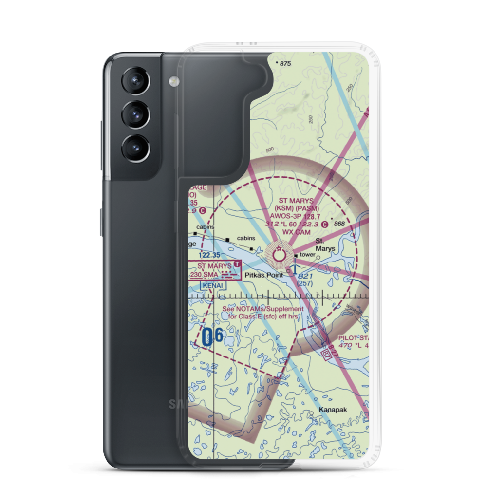 St Mary's Airport (KSM) VFR Sectional Samsung Case Samsung Galaxy S21 model shown