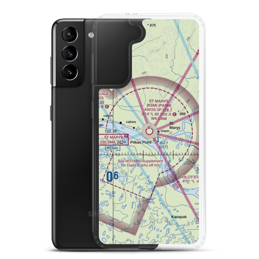 St Mary's Airport (KSM) VFR Sectional Samsung Case Samsung Galaxy S21 Plus model shown