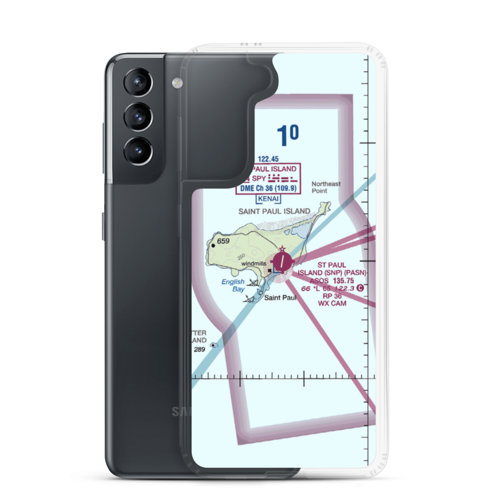 St Paul Island Airport (SNP) VFR Sectional Samsung Case Samsung Galaxy S21 model shown