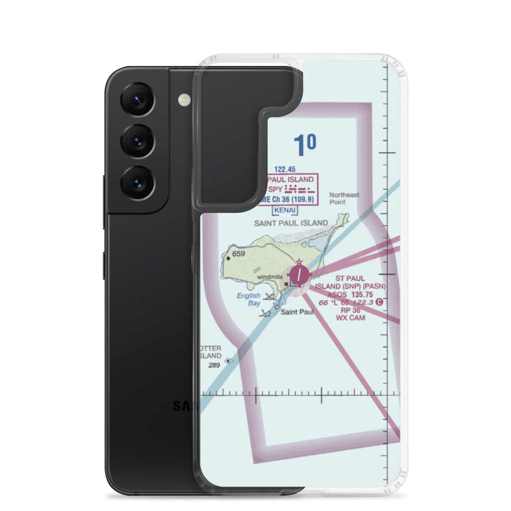 St Paul Island Airport (SNP) VFR Sectional Samsung Case Samsung Galaxy S22 model shown