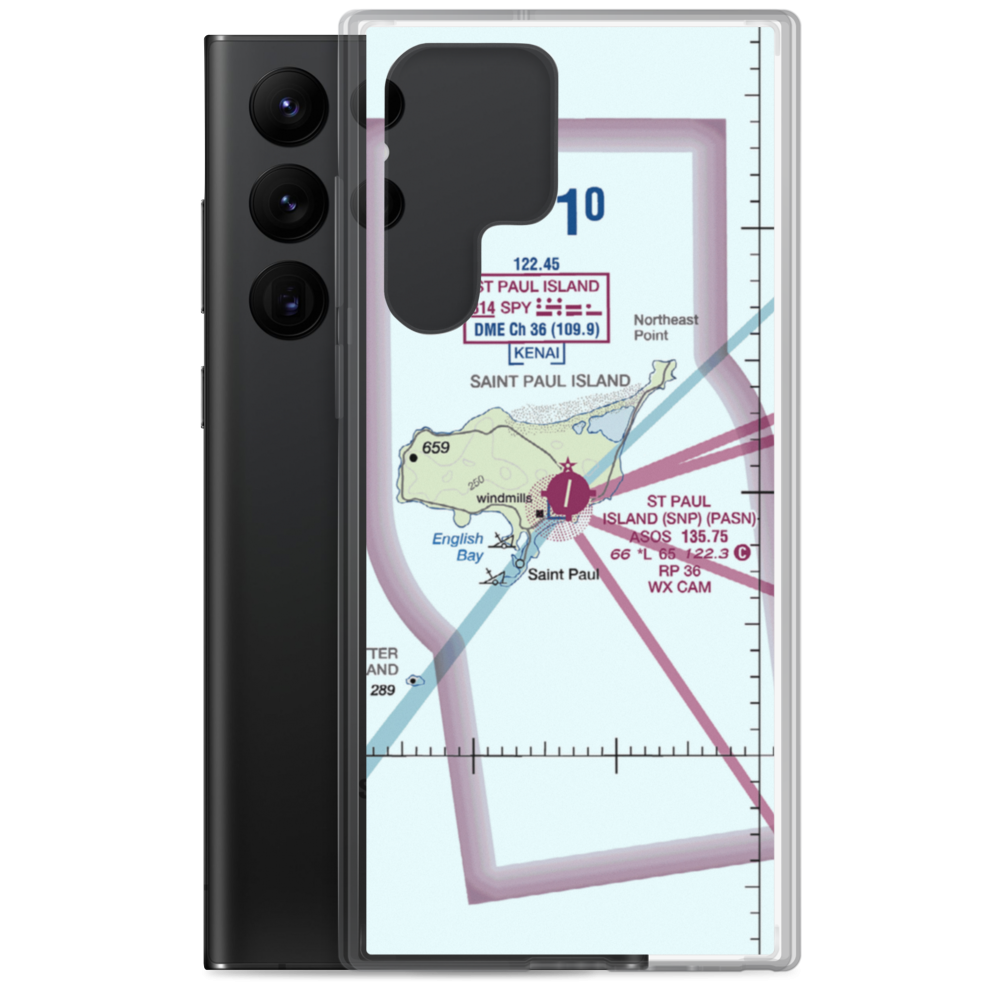 St Paul Island Airport (SNP) VFR Sectional Samsung Case Samsung Galaxy S22 Ultra model shown