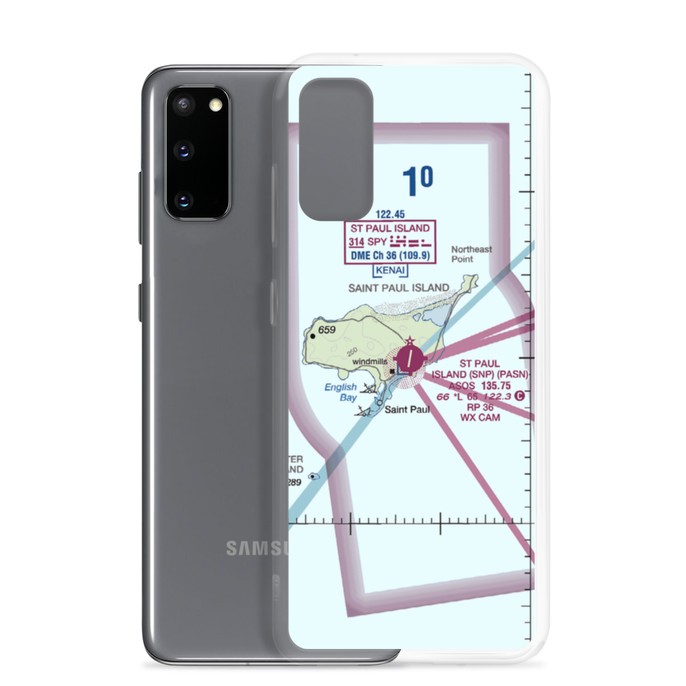 St Paul Island Airport (SNP) VFR Sectional Samsung Case Samsung Galaxy S20 model shown