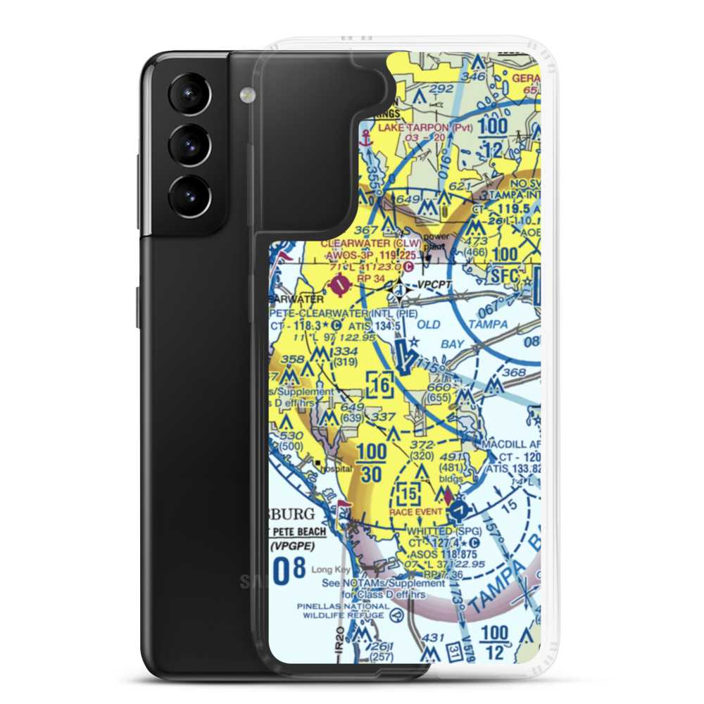 St Petersburg Clearwater International Airport (PIE) VFR Sectional Samsung Case Samsung Galaxy S21 Plus model shown