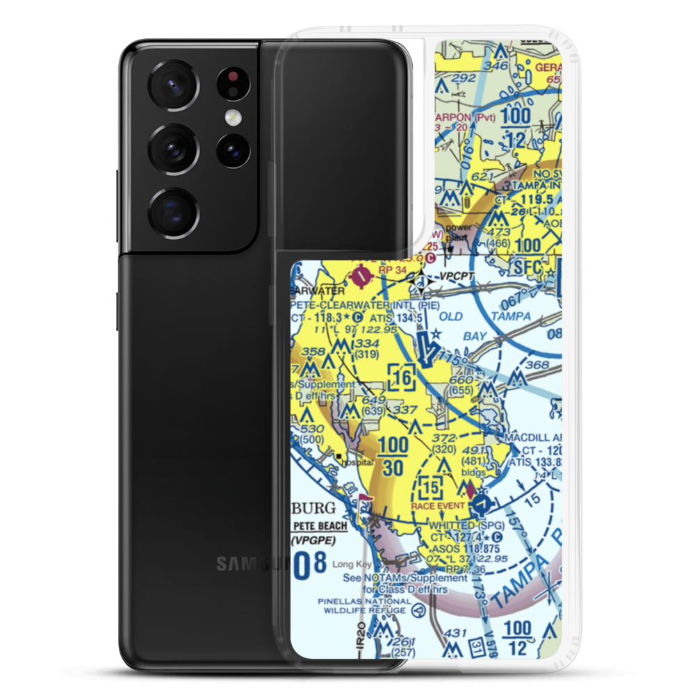 St Petersburg Clearwater International Airport (PIE) VFR Sectional Samsung Case Samsung Galaxy S21 Ultra model shown