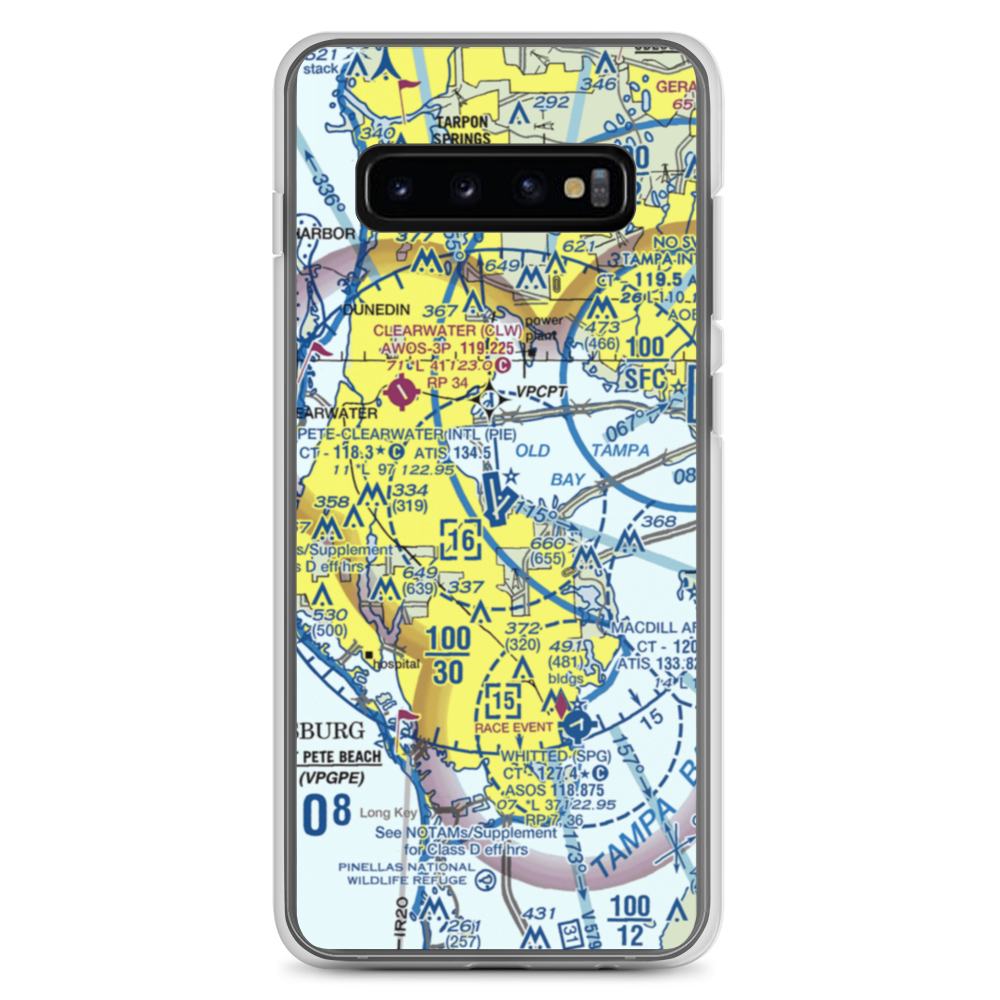 St Petersburg Clearwater International Airport (PIE) VFR Sectional Samsung Case Samsung Galaxy S10+ model shown