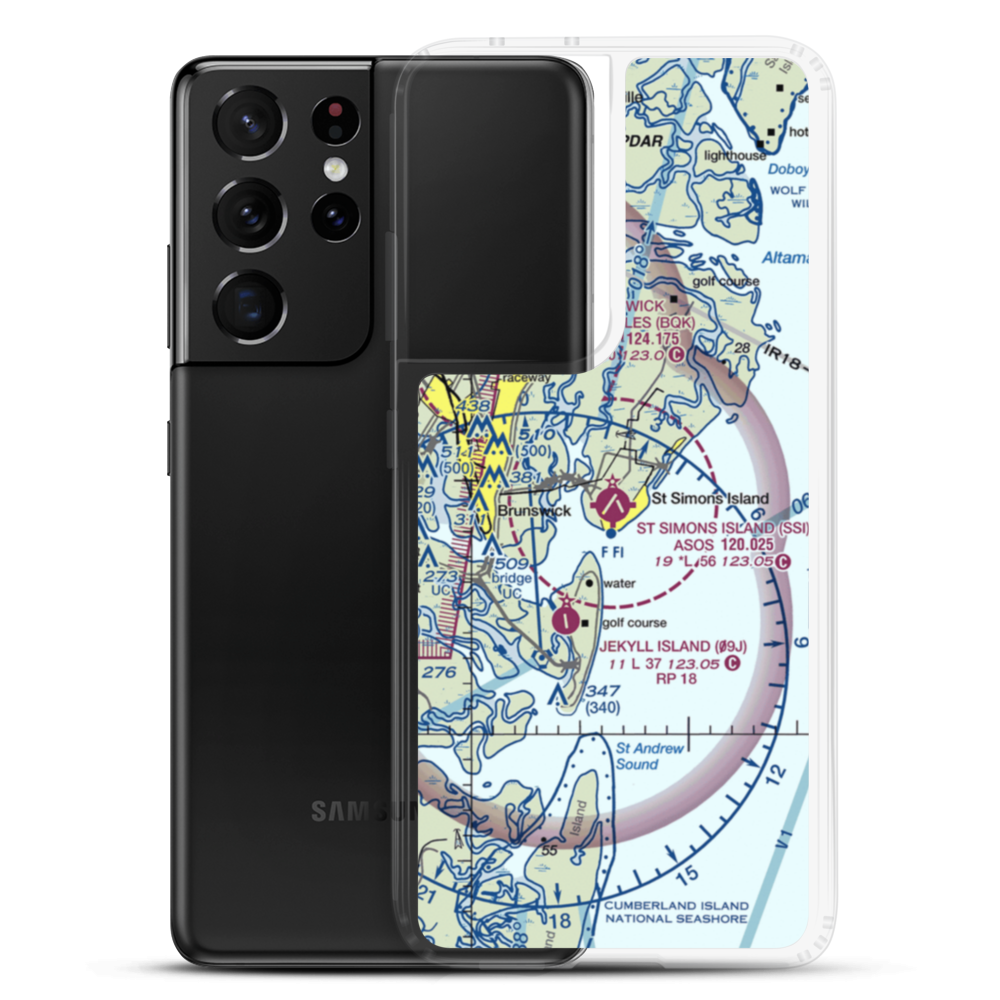 St Simons Island Airport (SSI) VFR Sectional Samsung Case Samsung Galaxy S21 Ultra model shown