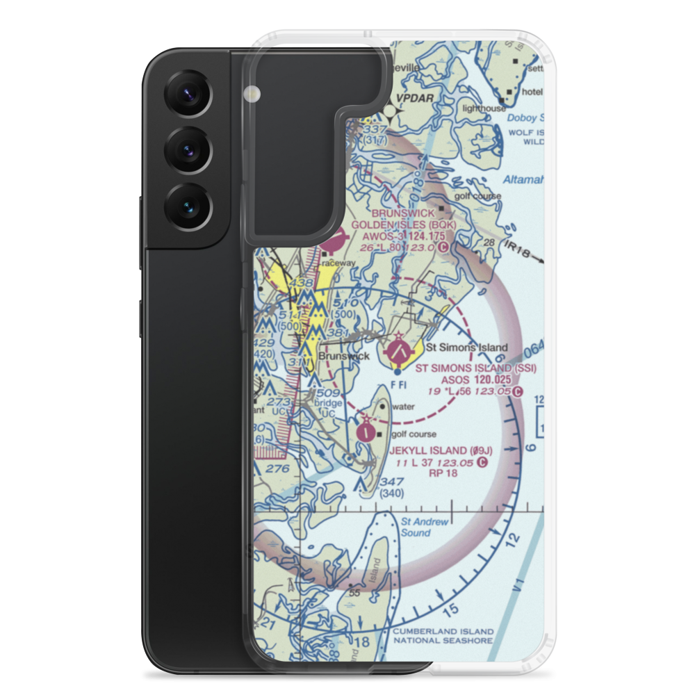 St Simons Island Airport (SSI) VFR Sectional Samsung Case Samsung Galaxy S22 Plus model shown